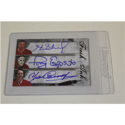 FRESH INK CARD SIGNED BY- HENRI RICHARD, TONY ESPOSITO & YVAN COUNOYER