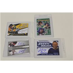 LOT OF 4 SIGNATURE CARDS INCLUDES: GRANT FUHR & KIRK MCLEAN- JOHNNY BOWER, CAM NEELY AND ALL-STAR