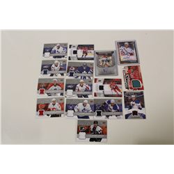 LOT OF 15 AUTHENTIC NHL MEMORABILIA CARDS