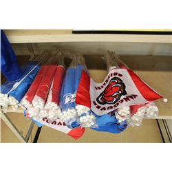 RED AND BLUE VANCOUVER GRIZZLE FLAGS