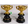 Image 1 : FINE PAIR OF BRONZE DORE' AND MARBLE PEDESTAL…