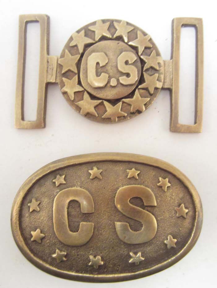 LOT OF 2 CONFEDERATE STATE BRASS BELT BUCKLES