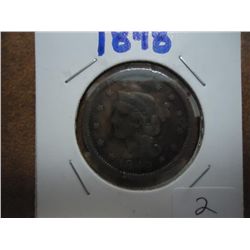 1848 US LARGE CENT RIM NICKS