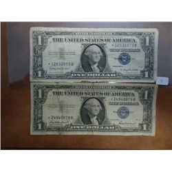 1957 & A 1957-B 1 SILVER CERTIFICATES STAR NOTES