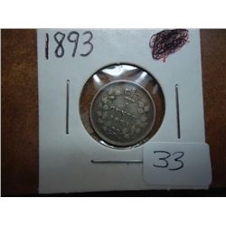 1893 CANADA SILVER 5 CENTS (FINE)