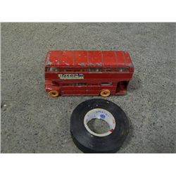 VINTAGE METAL TOY DOUBLE DECKER BUS
