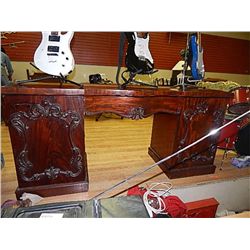 DOUBLE PEDESTAL ORNATE DESK - 2 DOORS WITH DRAWER BEHIND - as-is