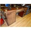 Image 2 : DOUBLE PEDESTAL ORNATE DESK - 2 DOORS WITH DRAWER BEHIND - as-is