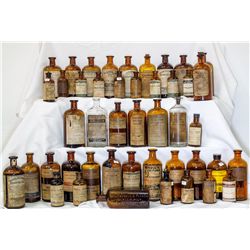 Forty five (45) applied or tooled top drug bottles, c1880-1920 -