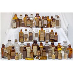 Sixty Four (64) tooled top drug bottles 3” to 9” or more tall, c1890-1920 -