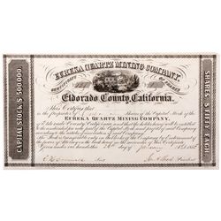 Eureka Quartz Mining Stock Certificate - Grass Valley, CA