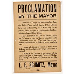 Marshal Law Proclaimation 1906 Earthquake - San Francisco, CA