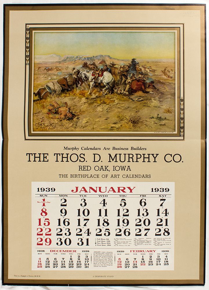 Russell 1939 Broadside Calendar Red Oak, ID