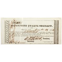 Enterprise Quartz Co. Stock Cert. - , KY