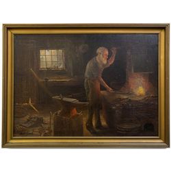 Village Blacksmith, oil on canvas by J.H. Martin, Reno, c1890 - Reno, NV