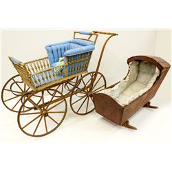Antique Baby Buggy and Cradle  -