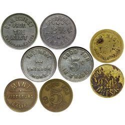 Five Mint Saloon Tokens -  MT