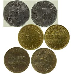 Three Different Mint Saloon Tokens - Goldield, NV
