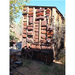 Embossed Iron Signs on Back of Hoist House -