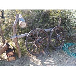 Two Wagon Wheels & Artifacts -