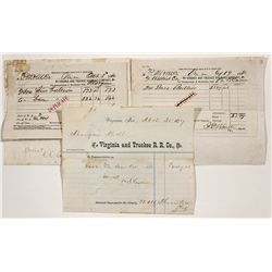 Virginia & Truckee Railroad Shipping Receipts Group - Virginia City, NV