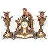 Image 1 : French Mantle Clock "Lady with Cherubs" & Match Vases -