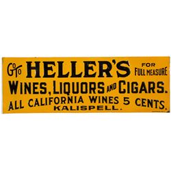 Heller's Embossed Tin Sign - Kalispell, MT