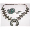 Image 1 : Zuni Squash Blossom Necklace, Earrings and Bracelet Set -  NM