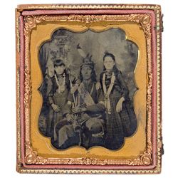 Native American Man w/ Children Ferrotype Photo in Ambrotype Frame -  SD