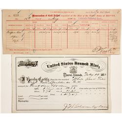 Denver Mint Assay Forms Pair - Denver, CO