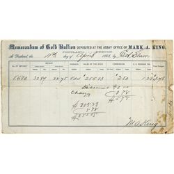 Assay Reciept From Mark A. King - Portland, OR