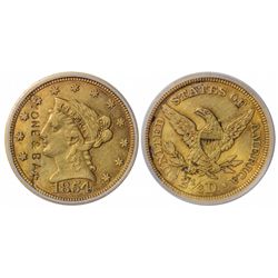 1854 Quarter Eagle Gold Coin - Counterstruck - Syracuse, NY