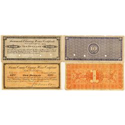 Two California Clearing House Certificates -