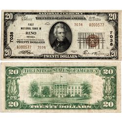 Reno Type 2 $20 Bank Note - Reno, NV
