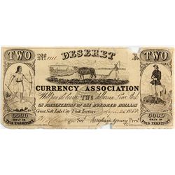 Deseret Currency Association $2 Type 2 - Great Salt Lake City, UT