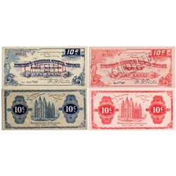 A Pair of Bishop's General Store House Blue/Red Cancelled 10c Notes - Salt Lake City, UT