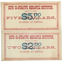 Scipio Co-Operative Mercantile Institution $2 and $5 -  UT