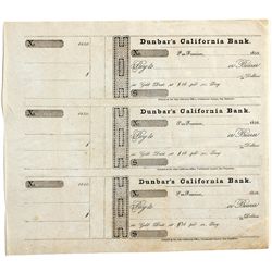 Possibly the ONLY remaining Uncut sheet of Dunbar's California Bank - San Francisco, CA