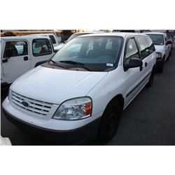 2004 FORD FREESTAR, CARGO VAN, WHITE, VIN # 2FTZA54244BB14424,