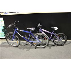 2 BIKES: BLUE SUPERCYCLE MOUNTAIN BIKE & PURPLE SUPERCYCLE FRONT SUSPENSION MOUNTAIN BIKE