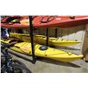 Image 1 : YELLOW DELSYK NIFTY 430 SINGLE PERSON KAYAK WITH AQUA BOUND PADDLE AND LIFE JACKET