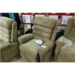 BEIGE FABRIC MASSAGE AND HEAT LIFT ASSIST RECLINER
