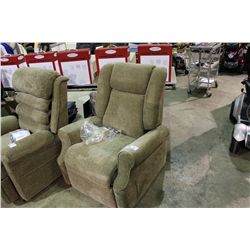 BEIGE FABRIC MASSAGE AND HEAT LIFT ASSIST RECLINER