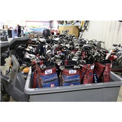 DUNLOP LEATHER BAG WITH ASSORTED GOLF CLUBS