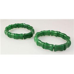 Natural Green Jade 236.24ctw Stretch Bracelet Lot of 2