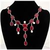 Image 1 : RUBY CORRUNDUM 84.93GRAMS SILVER STATEMENT NECKLACE