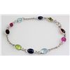 Image 1 : 10.12CT Multi Precious Gemstone Silver Bezel Bracelet 2
