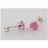 Image 1 : Sterling Silver Earring Prong Set Pink Sapphire