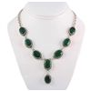 Image 1 : 269.5ctw Beautiful Cut Emerald Silver Necklace