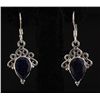 Image 1 : SAPPHIRE CORRUNDUM 20.85CTW SILVER HOOK EARRING